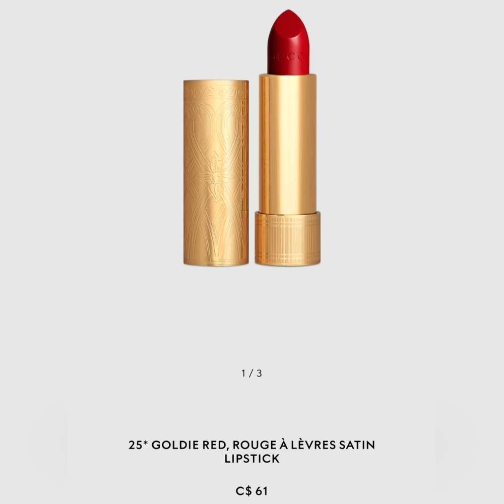 BNIP Gucci Rouge a Levres Satin 25 Goldie Red